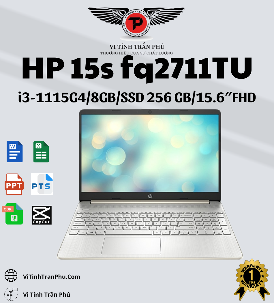 Laptop HP 15s fq2711TU i3 1115G4/8GB/256GB/15.6